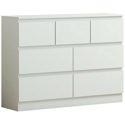 Keaton Matt White 7 Drawer Double Freestanding Chest Of Drawers