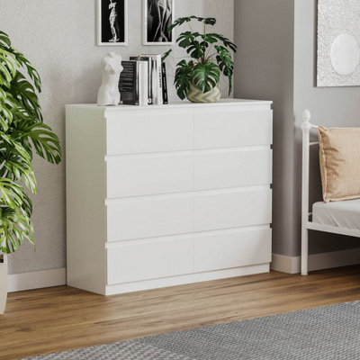 Keaton Matt White 8 Drawer Double Freestanding Chest Of Drawers (40 x 99 x 120cm - D x H x W)