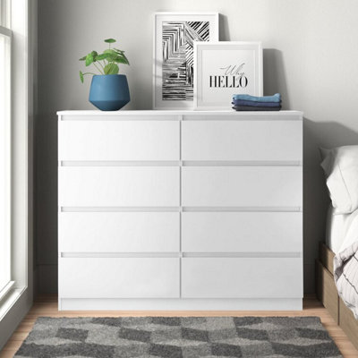 White chest of drawers deals no handles