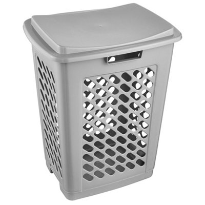 Keeeper Laundry Hamper with Hinged Lid 60 Litre - Grey