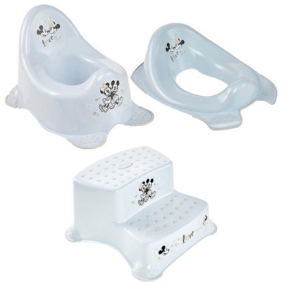 Keeeper Minnie And Mickey Mouse Blue Baby Potty, Toilet Seat & Double Step Stool Set