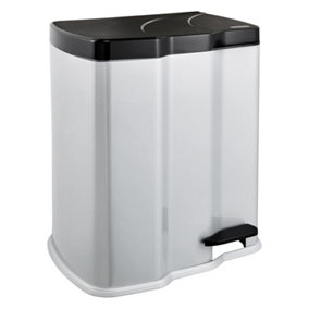 Keeeper Pedal Bin with 2 Waste Compartments 7 Litre + 15 Litre - Silver