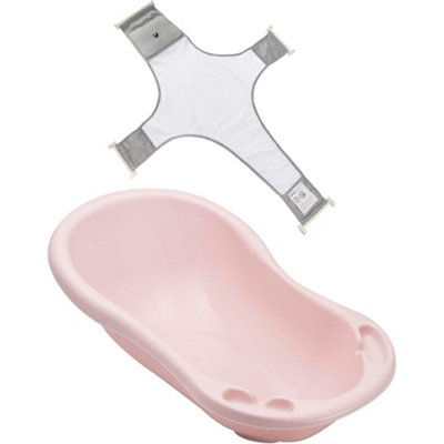 Keeeper Pink Baby Bath 84cm with Plug & Baby Bath Safety Net