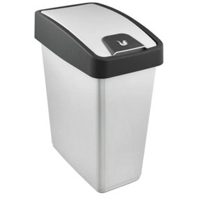 Keeeper Premium Waste Bin with Flip Lid 25 Litre - Silver
