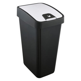 Keeeper Premium Waste Bin with Flip Lid 45 Litre - Black/Silver