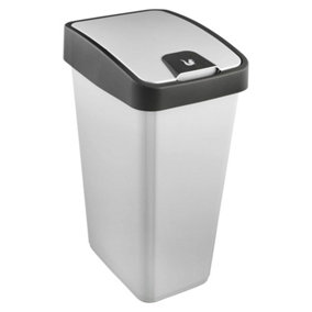 Keeeper Premium Waste Bin with Flip Lid 45 Litre - Silver