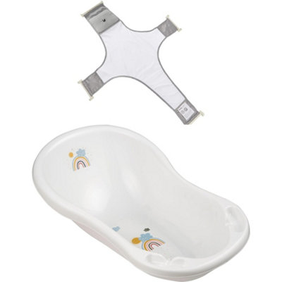 Keeeper Rainbow Baby Bath 84cm with Plug & Baby Bath Safety Net