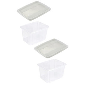 Keeeper Set of 2 Storage Box 30 Litre with Lid Turn Around Stacking System