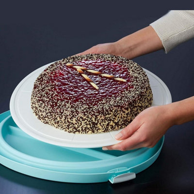Keeeper Tall Cake Container & Lid with Cutting Grooves and Serving Plate - 4