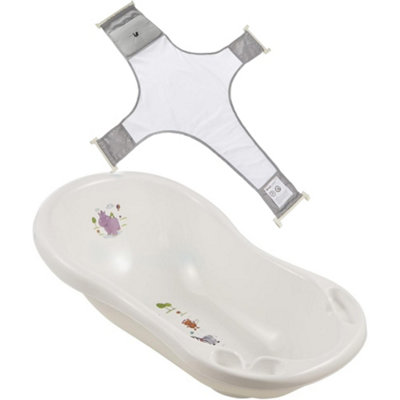 Keeeper White Funny Zoo Baby Bath 84cm with Plug & Baby Bath Safety Net
