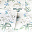 Keeka Floral Blue Cream Wallpaper