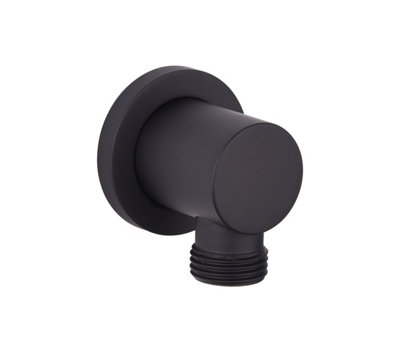 KeenFix Brass Black Round Shower Wall Outlet Elbow