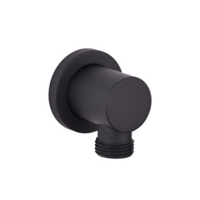 KeenFix Brass Black Round Shower Wall Outlet Elbow