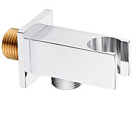 KeenFix Brass Chrome Plated Round Square Wall Elbow Outlet With Handset Holder
