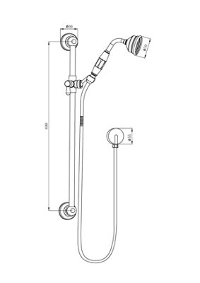 KeenFix Brass Traditional Victorian Shower Riser Rail Kit