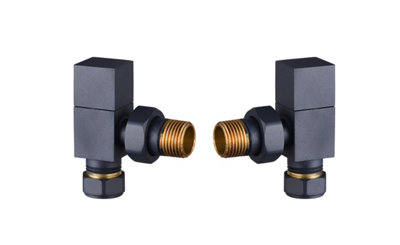 KeenFix Oxford Square Towel Rail & Radiator Angled Valves: Anthracite Grey
