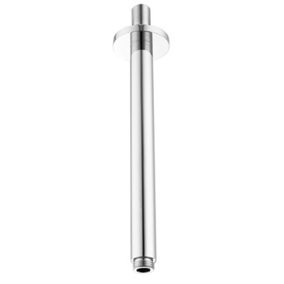 KeenFix Round Overhead 250mm Brass Chrome Shower Head Ceiling Outlet Arm