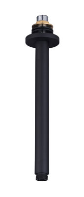 KeenFix Round Overhead Black 250mm Brass Shower Head Ceiling Outlet Arm