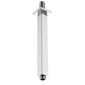 KeenFix Square Overhead 250mm Brass Chrome Shower Head Ceiling Outlet Arm