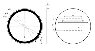 Keenware KBM-347 Aurora Round LED Black Framed Bathroom Mirror With Demister