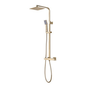 Keenware KBS-204 Bondi Midas Square Overhead Shower System: Brushed Brass