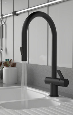 Keenware Kingsbury XL Black Dual Spray Pull Out Monobloc Kitchen Tap
