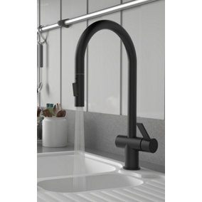 Keenware Kingsbury XL Black Dual Spray Pull Out Monobloc Kitchen Tap