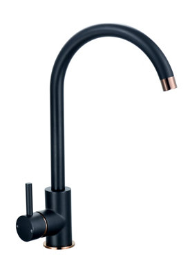 Keenware KKT-540 Knightsbridge Contemporary Monobloc Kitchen Mixer Tap: Black & Rose Gold