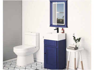 Keenware KVU-049BL Royal Sapphire Blue Kensington Cloakroom Vanity Unit With Traditional Belfast Sink