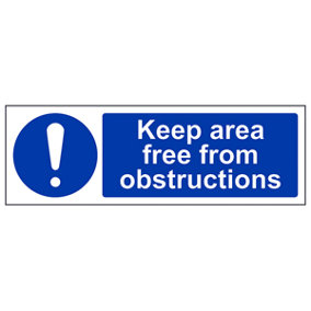 Keep Area Free From Obstructions Safety Sign - Rigid Plastic - 600x200mm (x3)