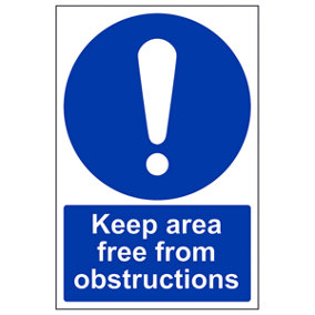 Keep Area Free From Obstructions Sign - Adhesive Vinyl 300x400mm (x3)