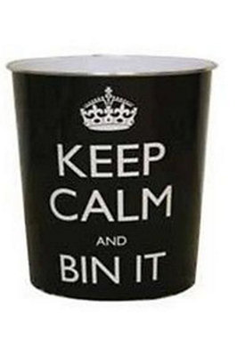 Keep Calm and Bin It Waste Paper Bin Small 9L Bathroom Bedside Portable Office Dustbin