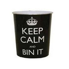 Keep Calm and Bin It Waste Paper Bin Small 9L Bathroom Bedside Portable Office Dustbin