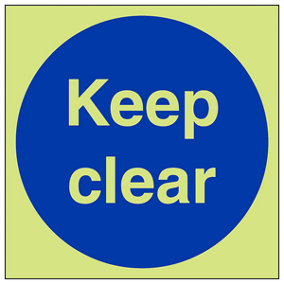 Keep Clear Fire Door Mandatory Sign - Glow in the Dark 150x150mm (x3)