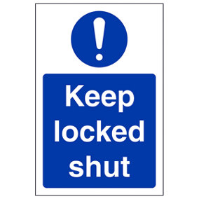 Keep Locked Shut Door Building Safety Sign - Adhesive Vinyl - 150x200mm (x3)
