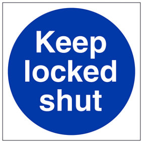 Keep Locked Shut Door Safety Sign - Glow in the Dark - 150x150mm (x3)