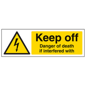 Keep Off Danger Of Death Electrical Sign Rigid Plastic 600x200mm (x3)