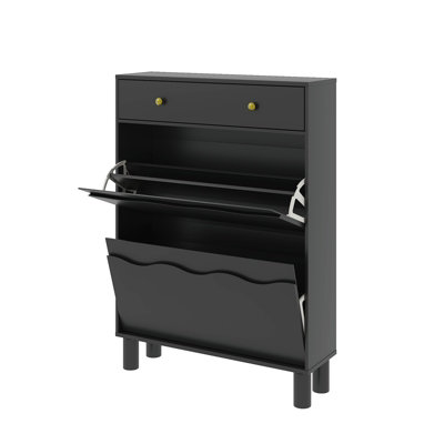 KEEPREAPER Sleek Shoe Cabinet Freestanding Organizer with 2 Flip ...