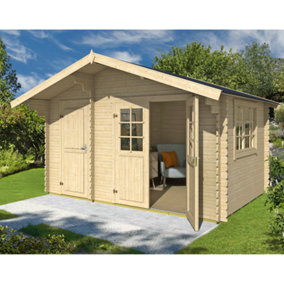 Keila 28-Log Cabin, Wooden Garden Room, Timber Summerhouse, Home Office - L426.6 x W340 x H256.5 cm