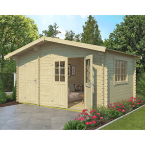 Keila 34-Log Cabin, Wooden Garden Room, Timber Summerhouse, Home Office - L475.9 x W350 x H256.5 cm