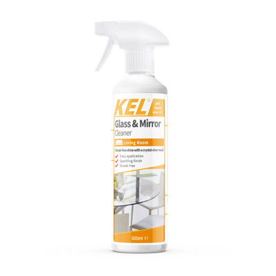 KEL - Glass and Mirror Cleaner Spray, Streak-Free Glass Cleaner,  Removes Grease & Dirt from Windows & Surfaces Quickly - 500ml