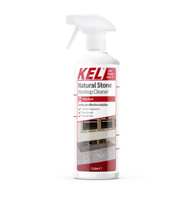 KEL - Natural Stone Worktop Cleaner Spray, Granite & Marble Worktop Cleaner, Gentle Kitchen Cleaning & Degreaser - 1 Litre