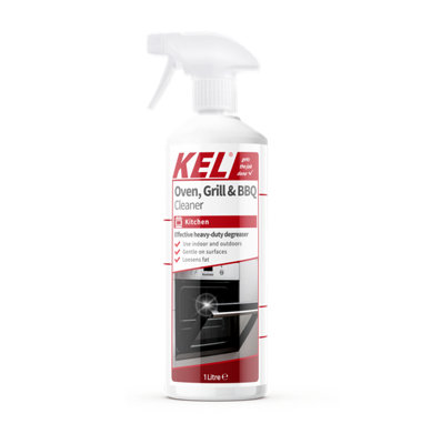 KEL - Oven, Grill, & BBQ Cleaner Spray, Removes Baked On Food & Burnt-in Grease Fast, For Kitchen & Outdoors - 1 Litre