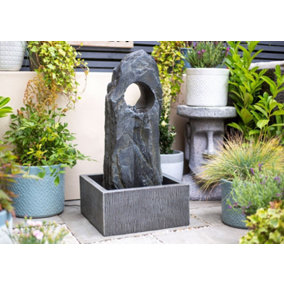 Kelkay Cambrian Monolith with Lights Mains Plugin Powered Water Feature with Protective Cover