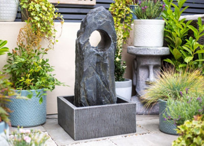 Kelkay Cambrian Monolith with Lights Solar Water Feature with Protective Cover