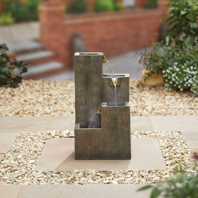 Kelkay Coastal Sleepers with Lights Mains Plugin Powered Water Feature ...