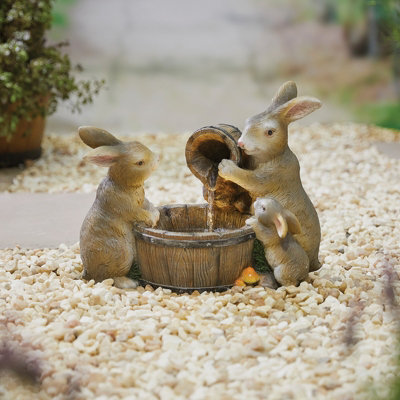 Kelkay Easy Fountain Playful Bunnies Rabbit Family with Lights Mains ...