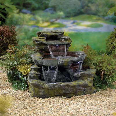 Kelkay Garda Falls with Lights Mains Plugin Powered Water Feature with Protective Cover