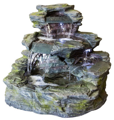 Kelkay Garda Falls with Lights Mains Plugin Powered Water Feature with Protective Cover
