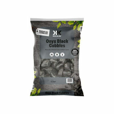 Kelkay Onyx Black Cobbles Premium Aggregates Cobbles 20Kg Large Pack